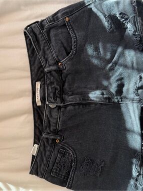 PacSun Black Washed Distressed Denim Shorts “High Rise Festival”